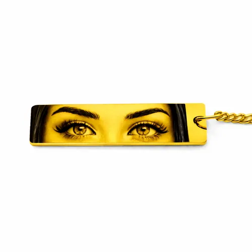 Custom engraved eye gold keychain, personalized meaningful gift for him