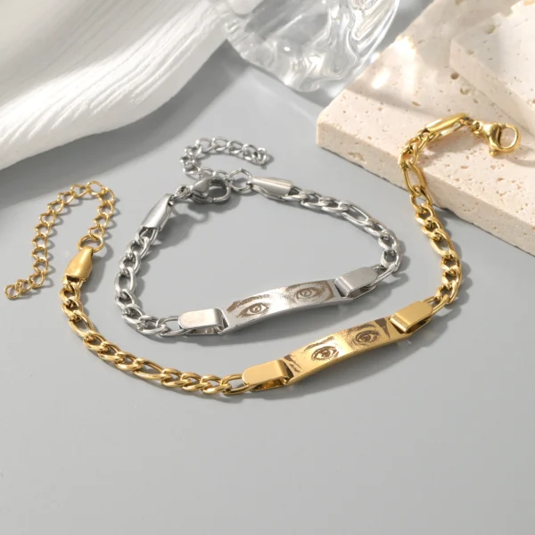 Engraved Human Eye Bracelet - Personalized Couple’s Gift