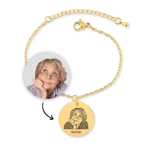 Engraved Portrait Bracelet for Mom