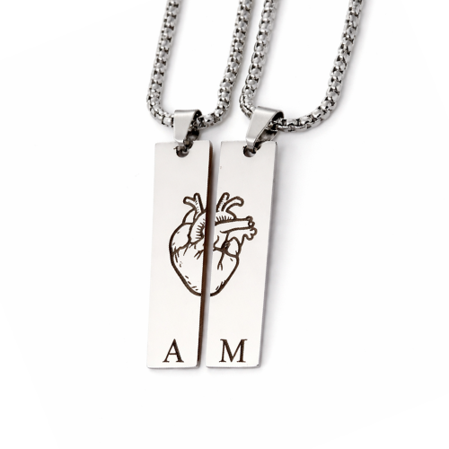 Personalized Split Heart 2 Necklaces with Initials
